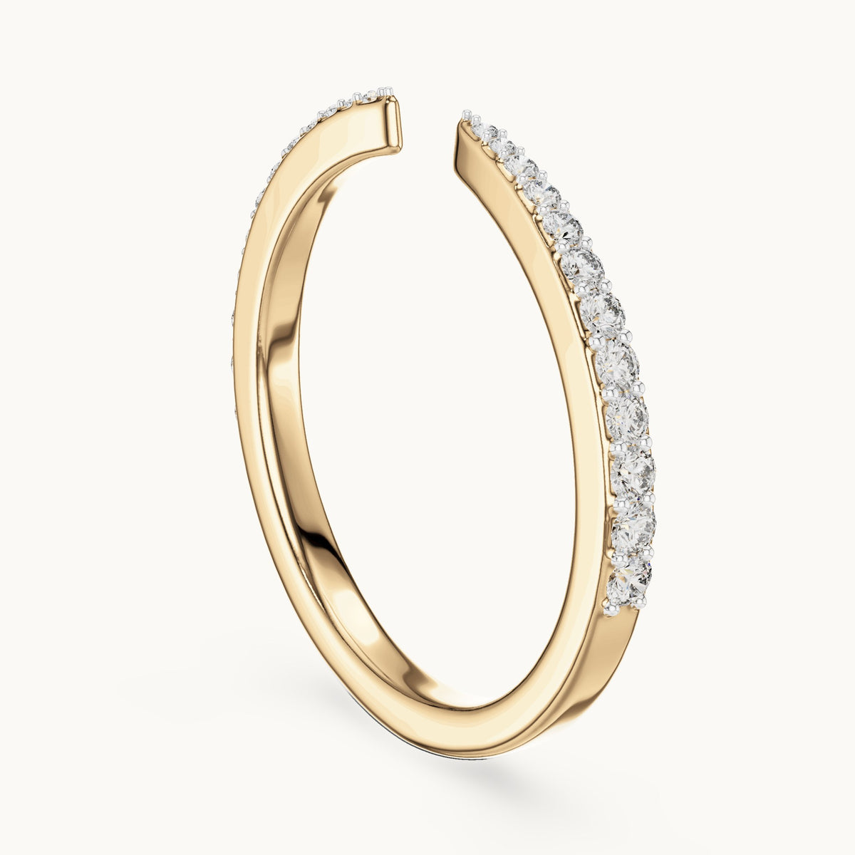 Round cut lab-grown diamond half eternity band in 14K yellow gold, 0.23 CT TW, view 2