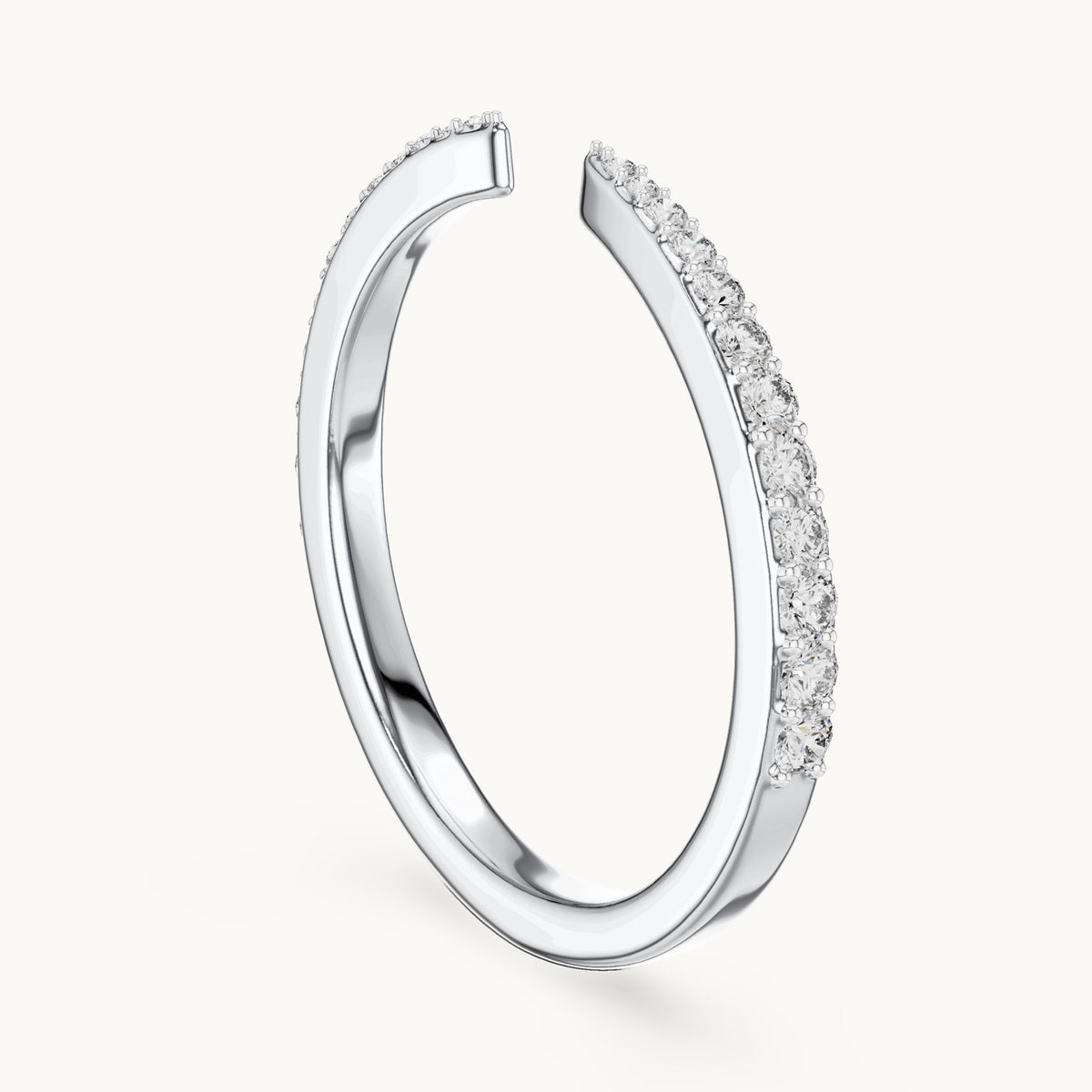 Round cut lab-grown diamond half eternity band in 14K white gold, 0.23 CT TW, view 1
