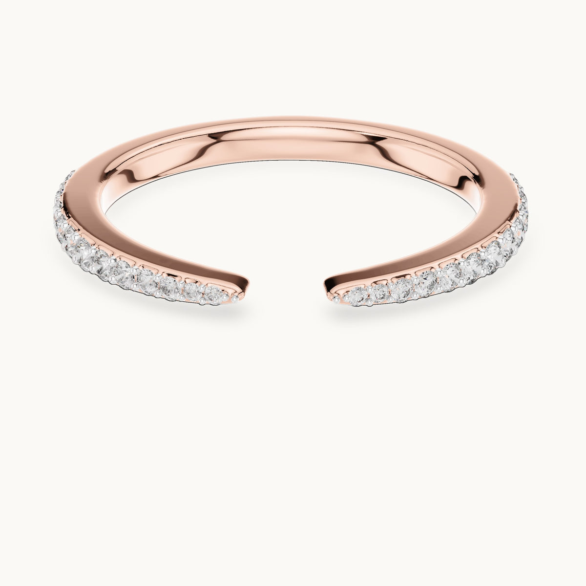 Round cut lab-grown diamond half eternity band in 14K rose gold, 0.23 CT TW, view 3