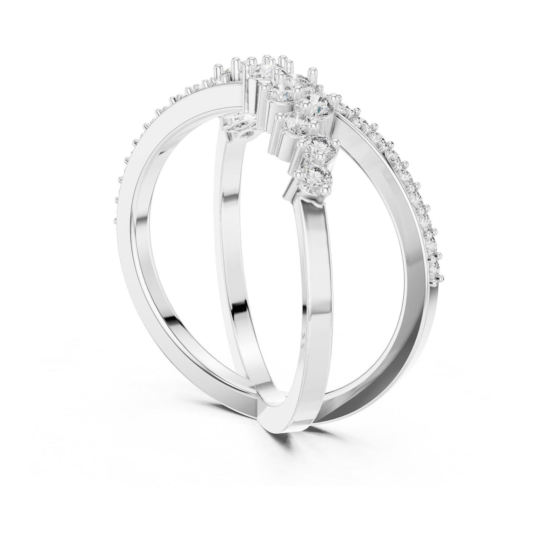 Round Cut Lab Grown Diamond Half Eternity Band, 0.47ct Total, Solid Gold