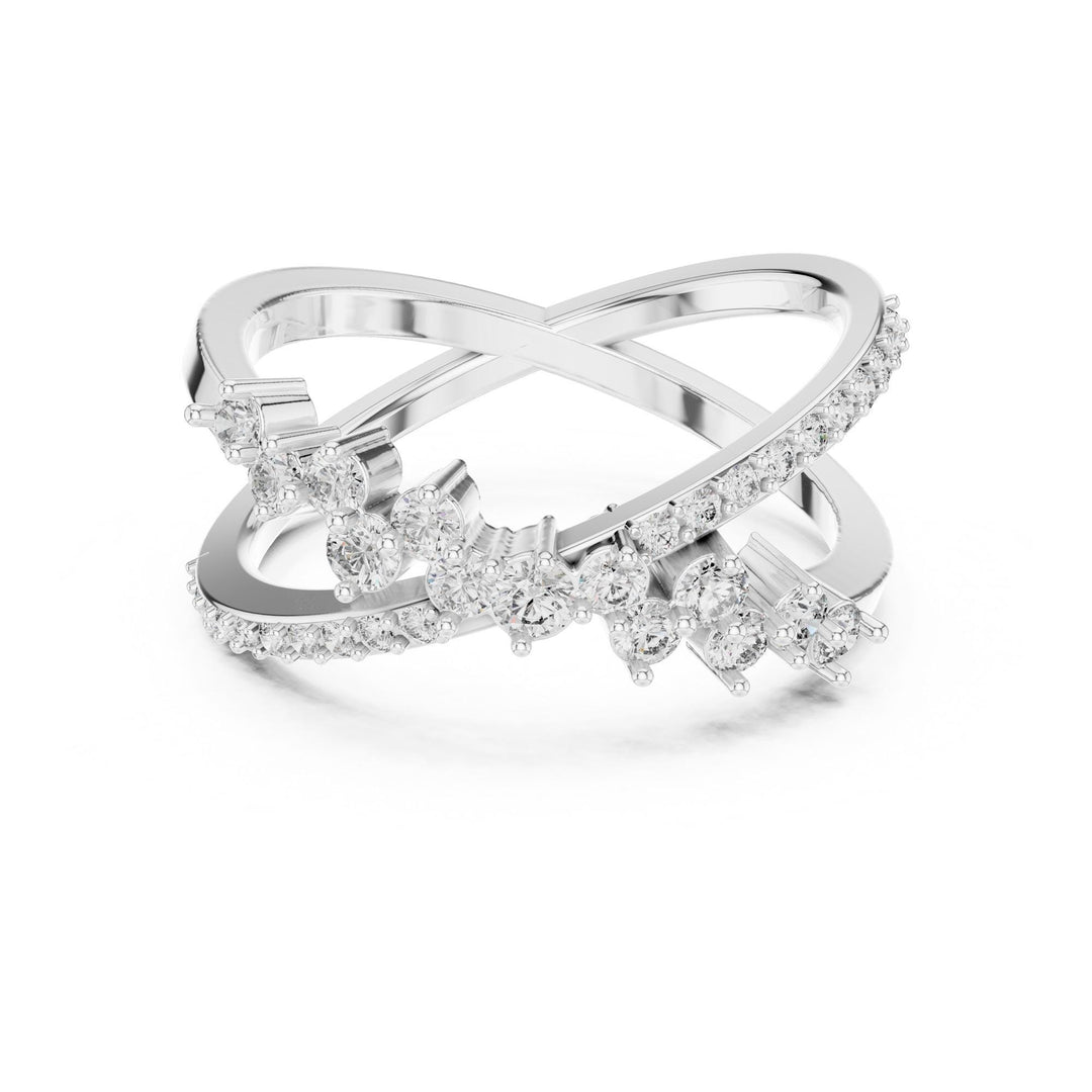 Round Cut Lab Grown Diamond Half Eternity Band, 0.47ct Total, Solid Gold