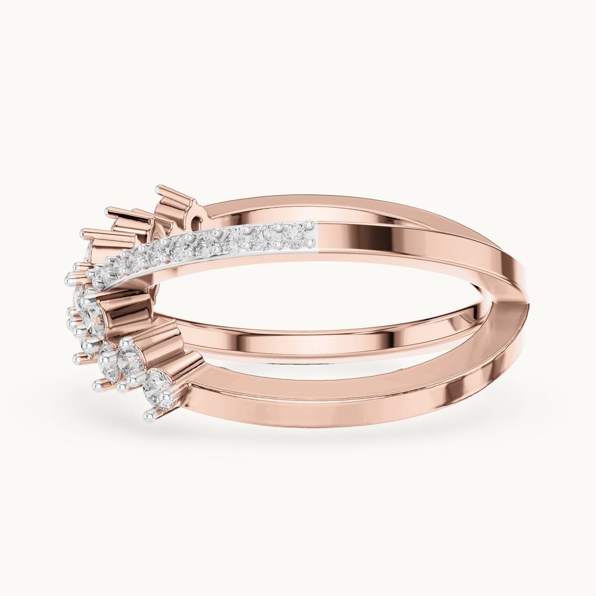 Round cut lab-grown diamond half eternity band, 0.47 CT TW, solid gold, view 8