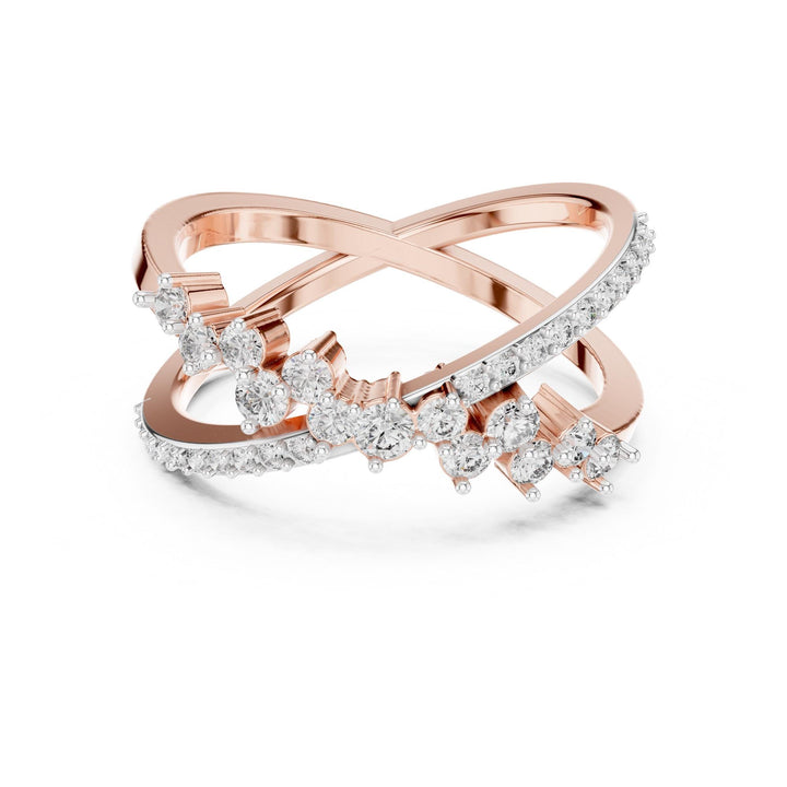Round Cut Lab Grown Diamond Half Eternity Band, 0.47ct Total, Solid Gold