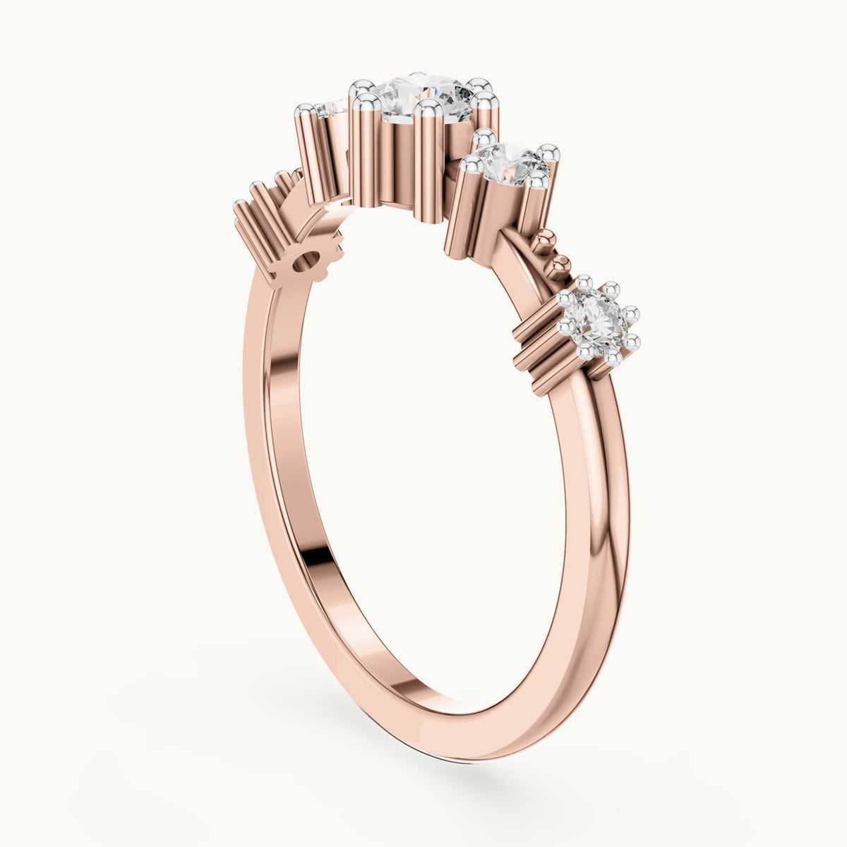 Round cut lab-grown diamond half eternity band in 14K rose gold, 0.52 CT TW, view 1