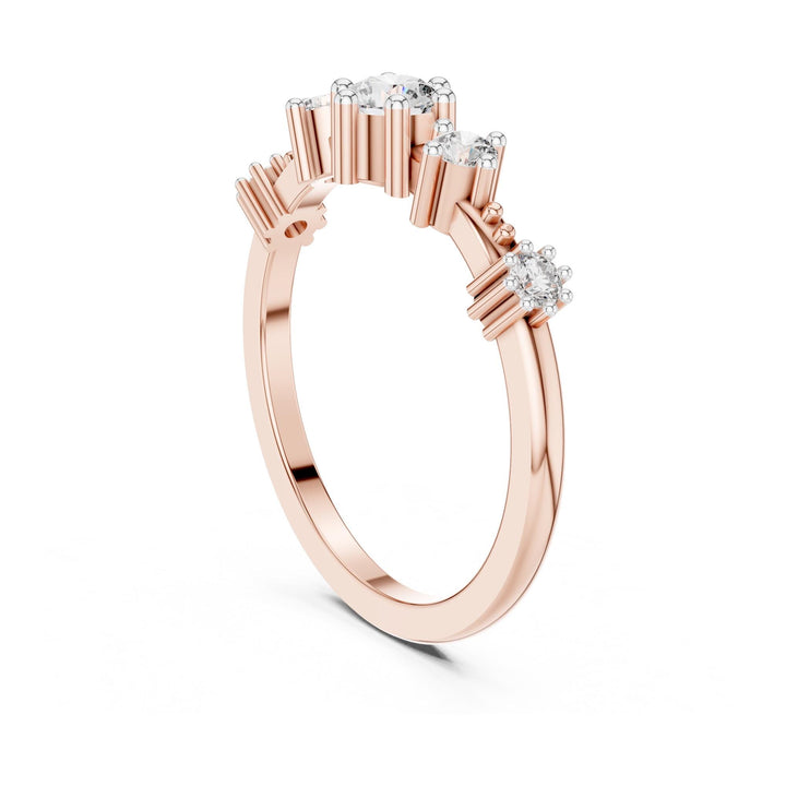 Round Cut Lab Grown Diamond Half Eternity Band, 0.52ct Total, Solid Gold
