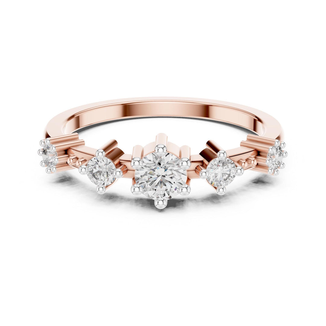 Round Cut Lab Grown Diamond Half Eternity Band, 0.52ct Total, Solid Gold