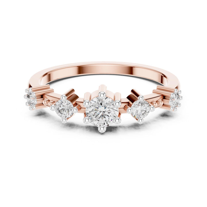 Round Cut Lab Grown Diamond Half Eternity Band, 0.52ct Total, Solid Gold