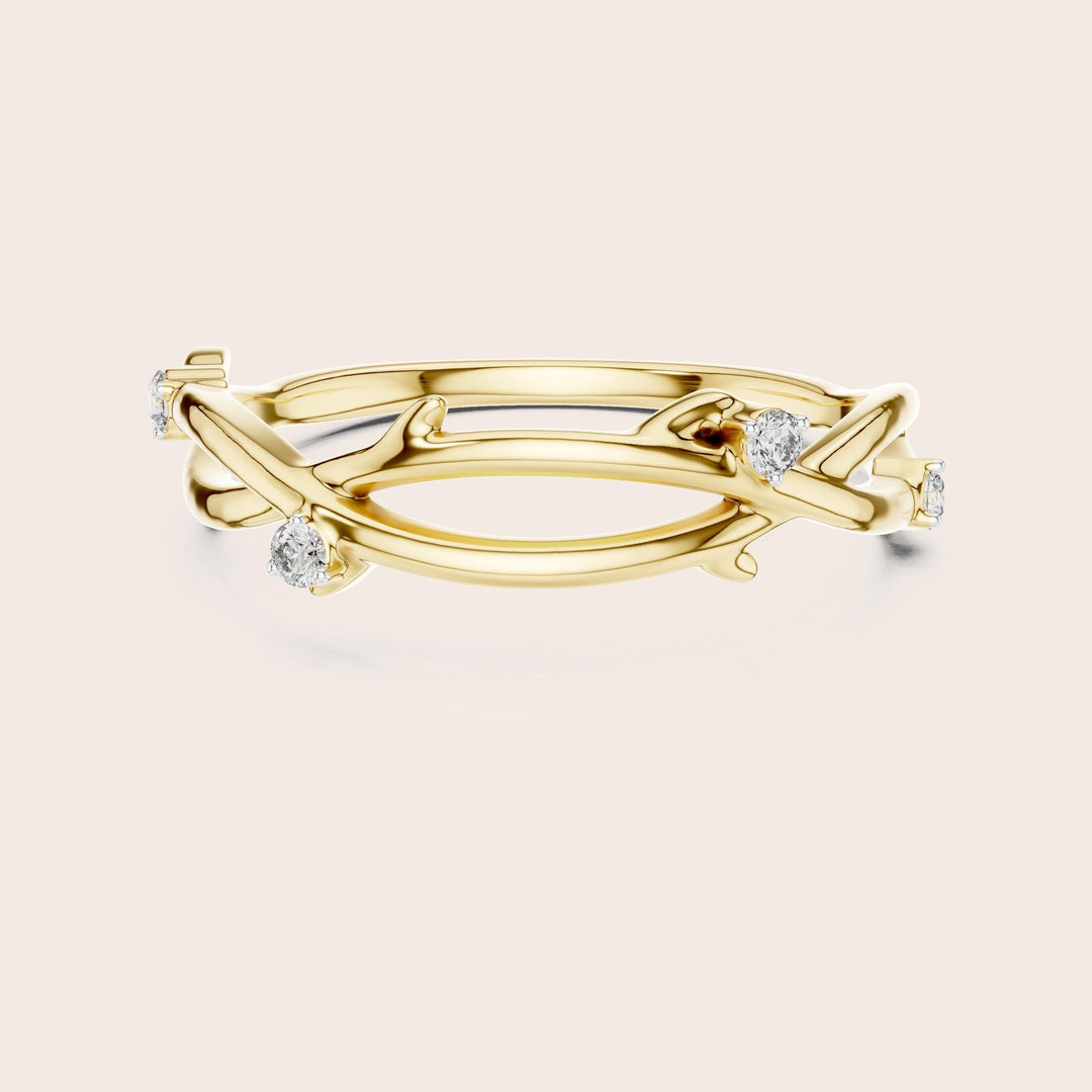 Round Cut Lab Grown Diamond Half Eternity Band, 0.04ct Total, Solid Gold