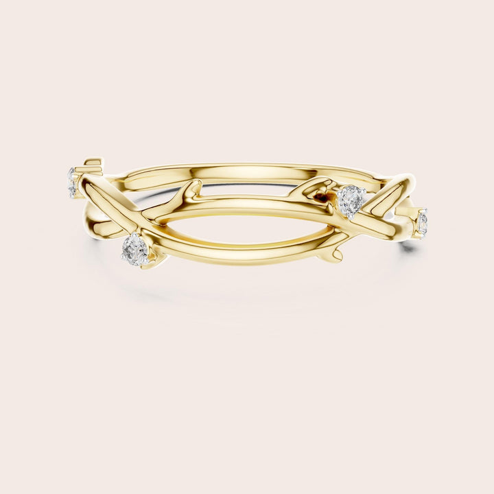 Round Cut Lab Grown Diamond Half Eternity Band, 0.04ct Total, Solid Gold