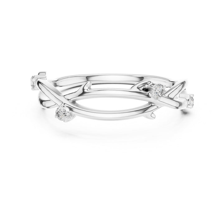 Round Cut Lab Grown Diamond Half Eternity Band, 0.04ct Total, Solid Gold