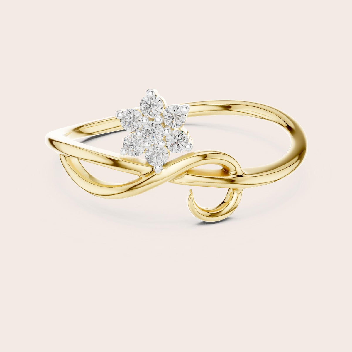 Round Cut Lab Grown Diamond Cluster Ring, 0.10ct Total, Solid Gold