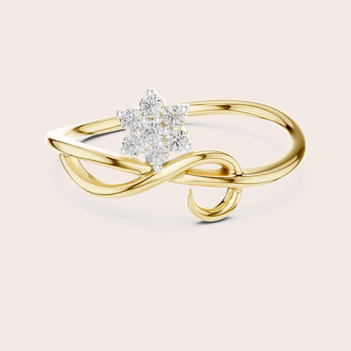 Round Cut Lab Grown Diamond Cluster Ring, 0.10ct Total, Solid Gold