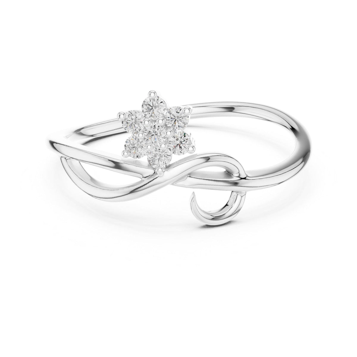 Round Cut Lab Grown Diamond Cluster Ring, 0.10ct Total, Solid Gold