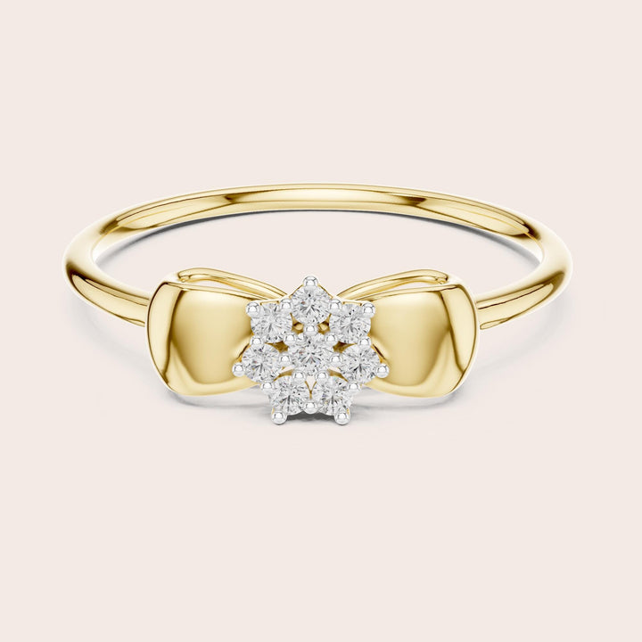 Round Cut Lab Grown Diamond Cluster Ring, 0.09ct Total, Solid Gold
