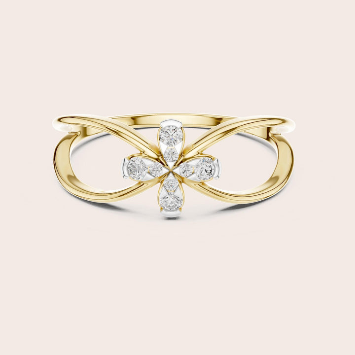 Round Cut Lab Grown Diamond Cluster Ring, 0.10ct Total, Solid Gold