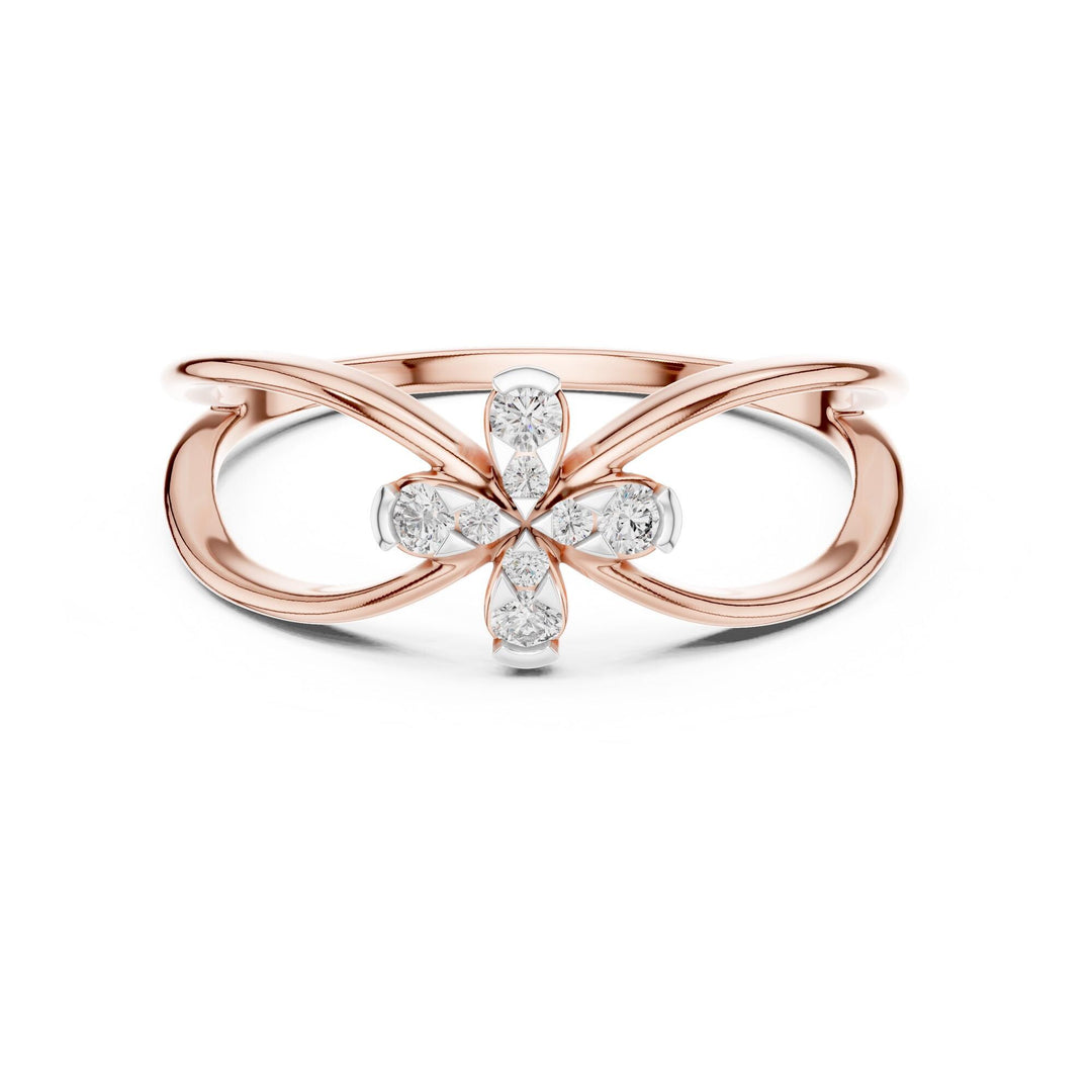 Round Cut Lab Grown Diamond Cluster Ring, 0.10ct Total, Solid Gold