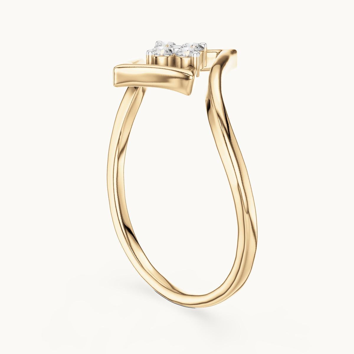 Round cut lab-grown diamond cluster ring in 14K yellow gold, 0.10 CT TW, view 2
