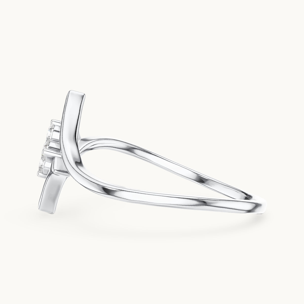Round cut lab-grown diamond cluster ring in 14K white gold, 0.10 CT TW, view 2