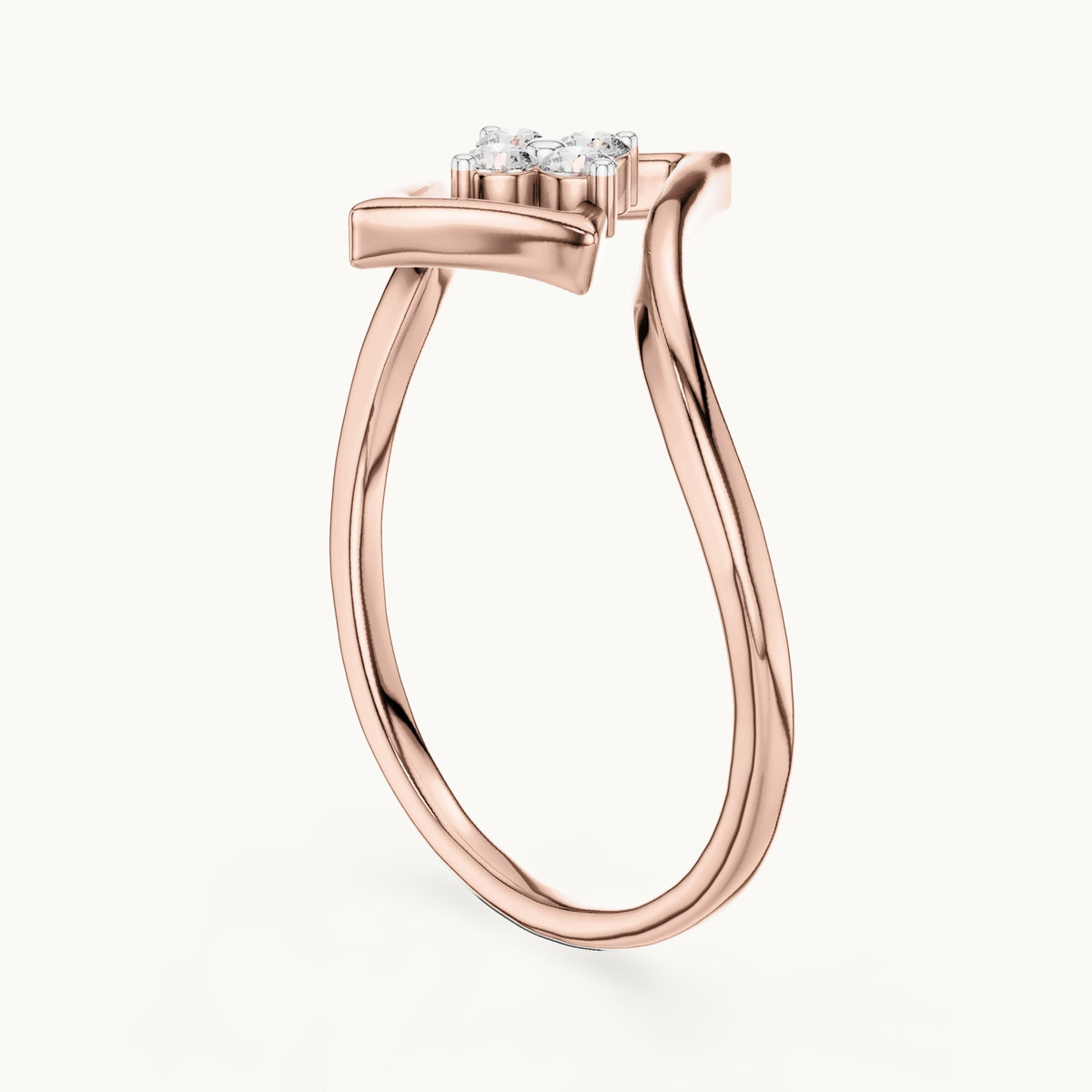 Round cut lab-grown diamond cluster ring in 14K rose gold, 0.10 CT TW, view 1