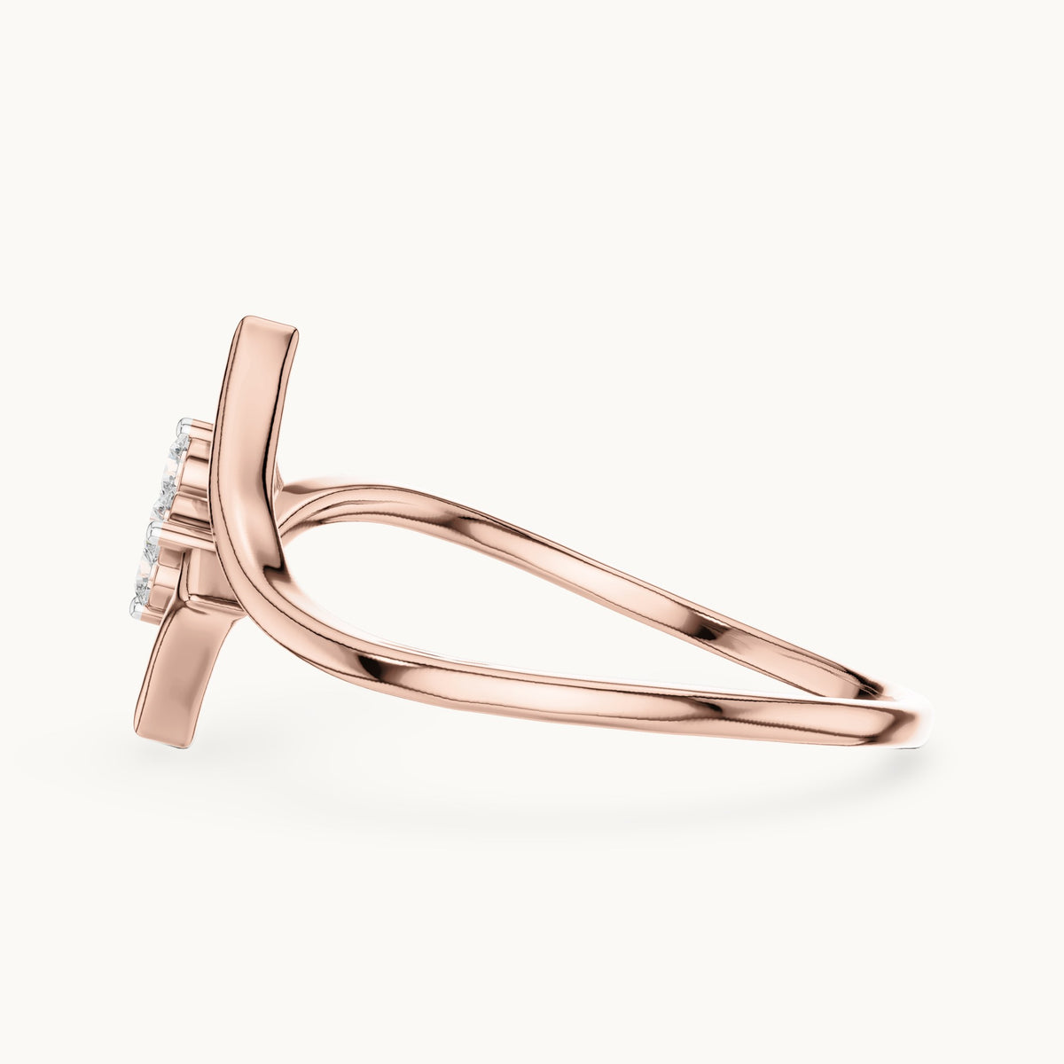 Round cut lab-grown diamond cluster ring in 14K rose gold, 0.10 CT TW, view 2