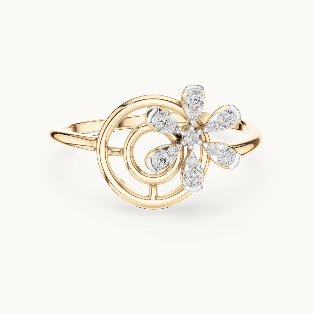 Round Cut Lab Grown Diamond Cluster Ring, 0.15ct Total, Solid Gold
