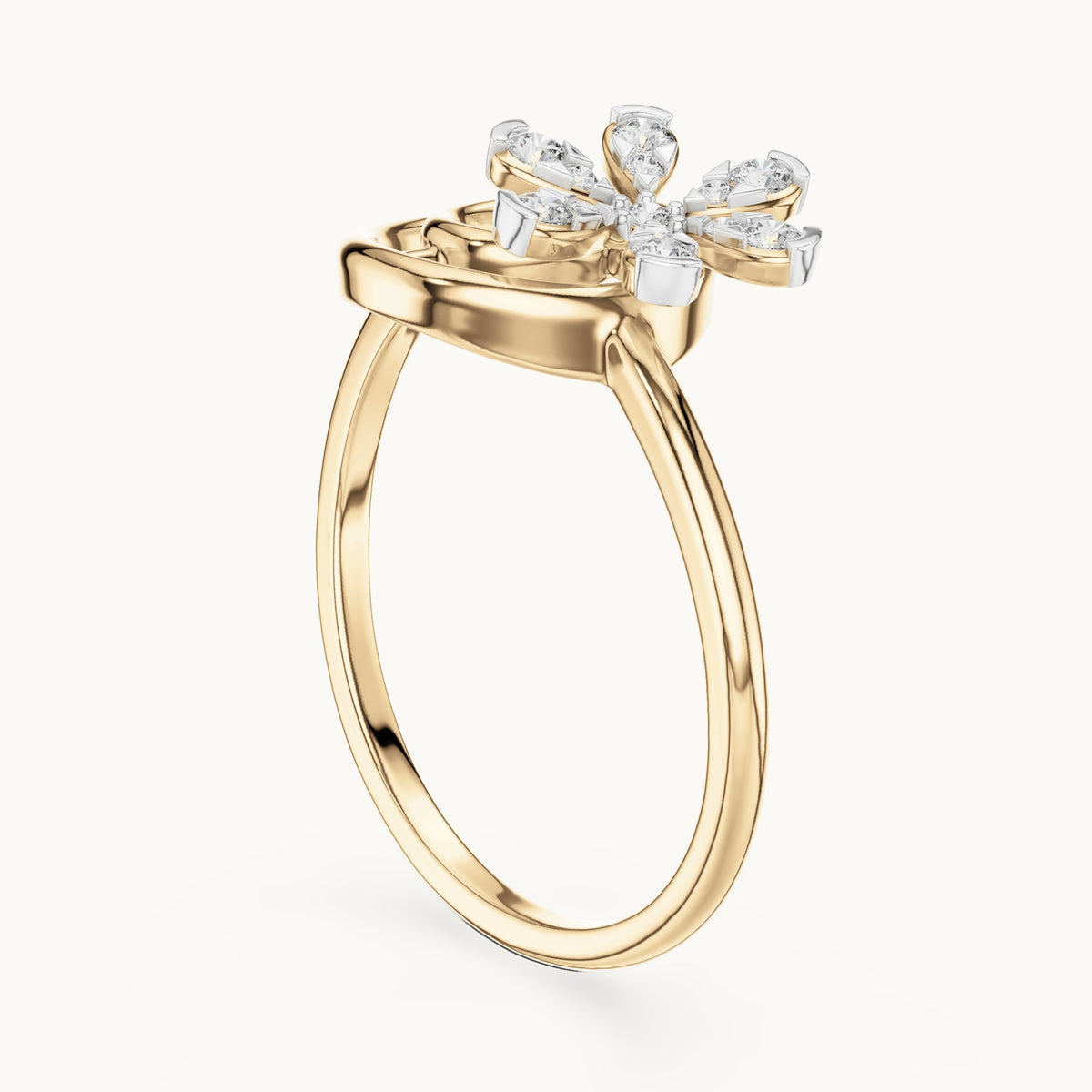 Round Cut Lab Grown Diamond Cluster Ring, 0.15ct Total, Solid Gold