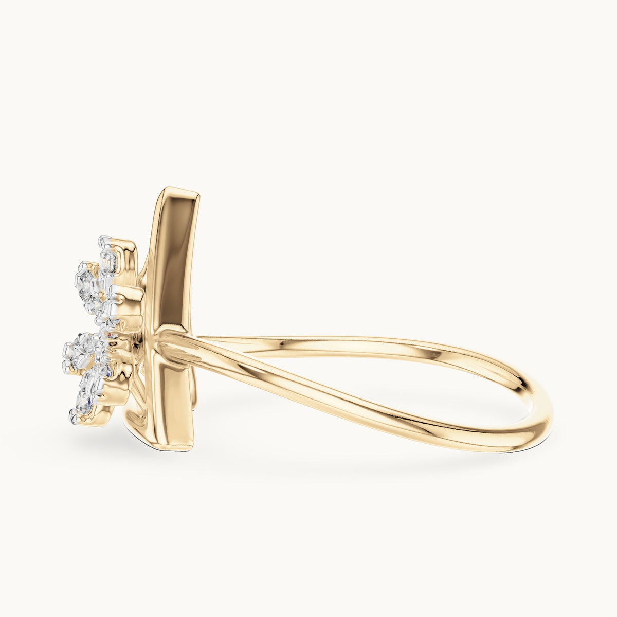 Round Cut Lab Grown Diamond Cluster Ring, 0.15ct Total, Solid Gold
