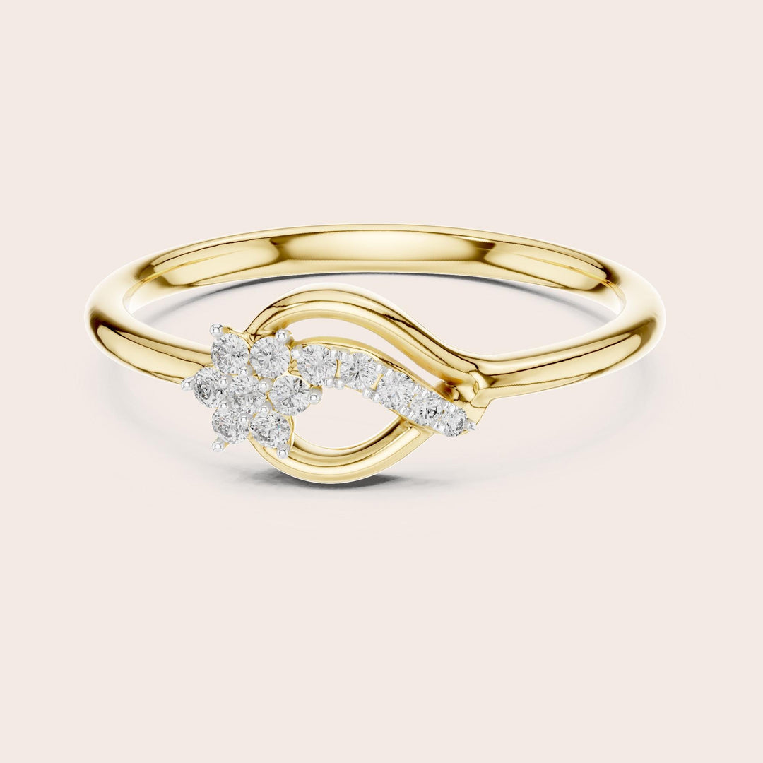 Round Cut Lab Grown Diamond Cluster Ring, 0.10ct Total, Solid Gold
