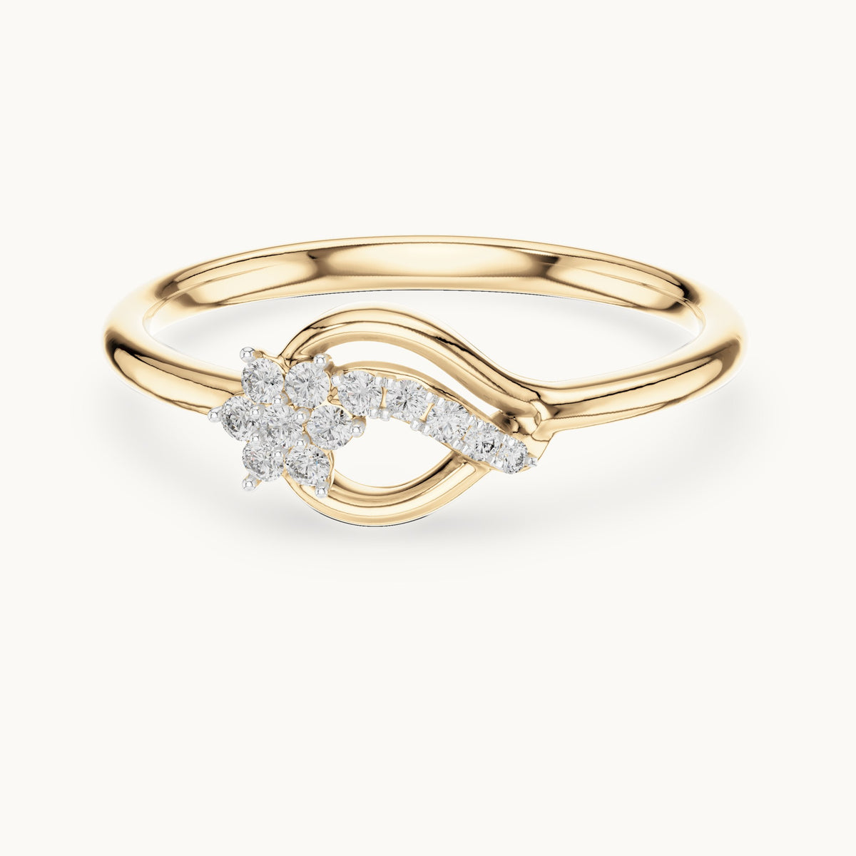 Round Cut Lab Grown Diamond Cluster Ring, 0.10ct Total, Solid Gold
