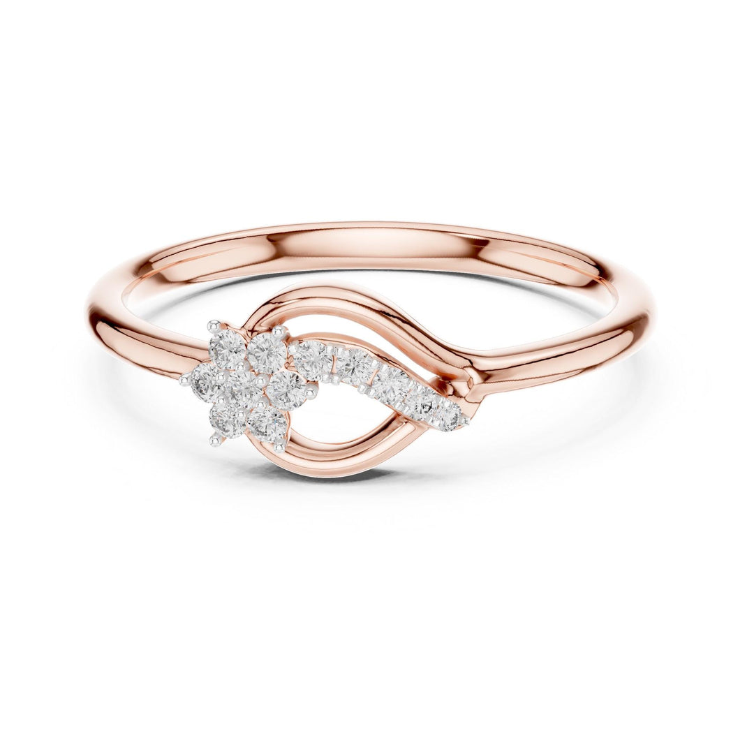 Round Cut Lab Grown Diamond Cluster Ring, 0.10ct Total, Solid Gold