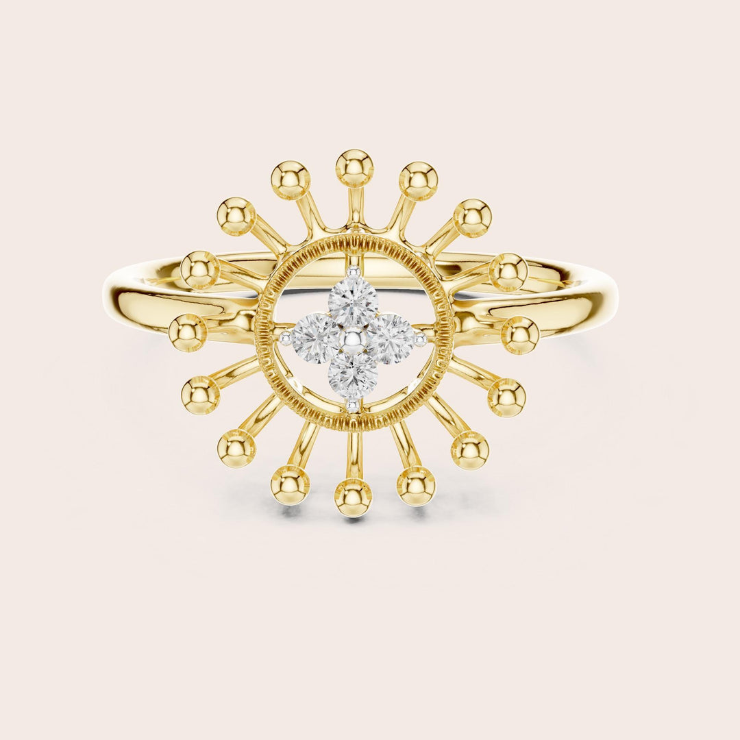 Round Cut Lab Grown Diamond Cluster Ring, 0.08ct Total, Solid Gold