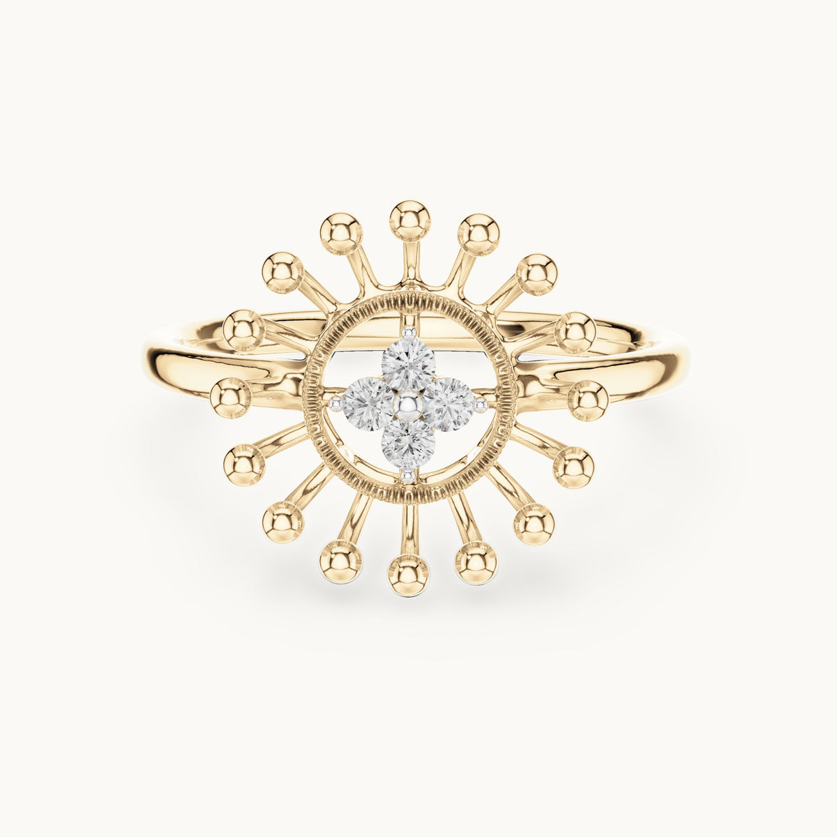 Round Cut Lab Grown Diamond Cluster Ring, 0.08ct Total, Solid Gold