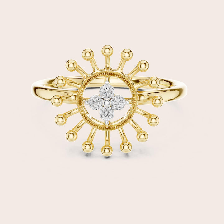 Round Cut Lab Grown Diamond Cluster Ring, 0.08ct Total, Solid Gold