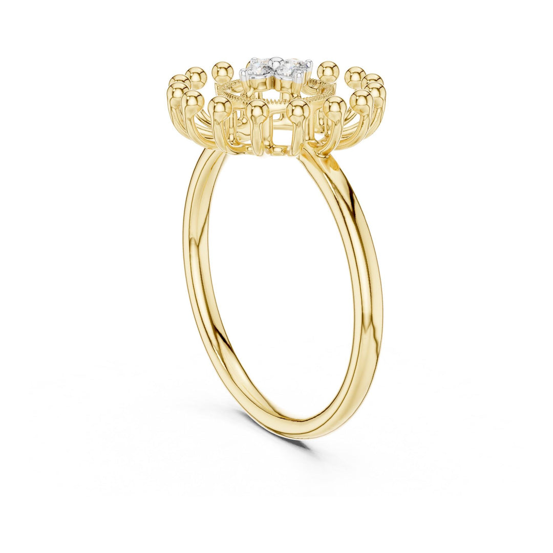 Round Cut Lab Grown Diamond Cluster Ring, 0.08ct Total, Solid Gold