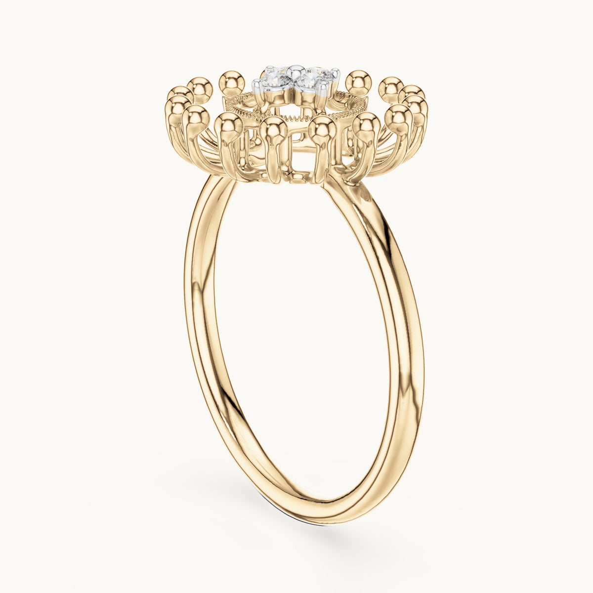 Round Cut Lab Grown Diamond Cluster Ring, 0.08ct Total, Solid Gold