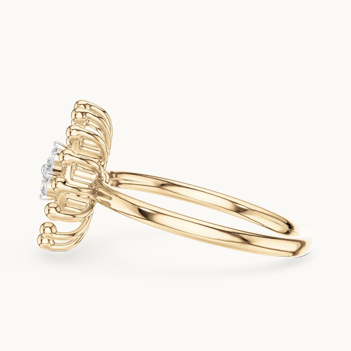 Round Cut Lab Grown Diamond Cluster Ring, 0.08ct Total, Solid Gold