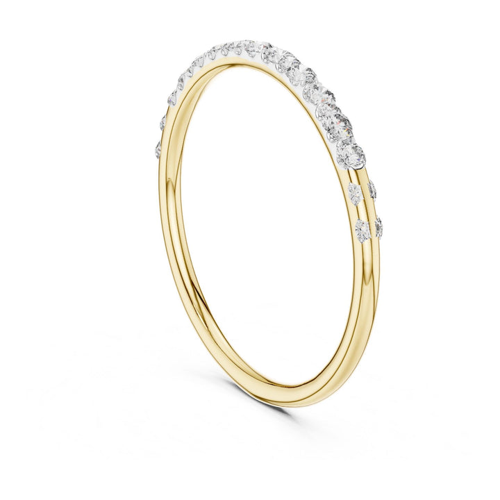 Round Cut Lab Grown Diamond Half Eternity Band, 0.12ct Total, Solid Gold