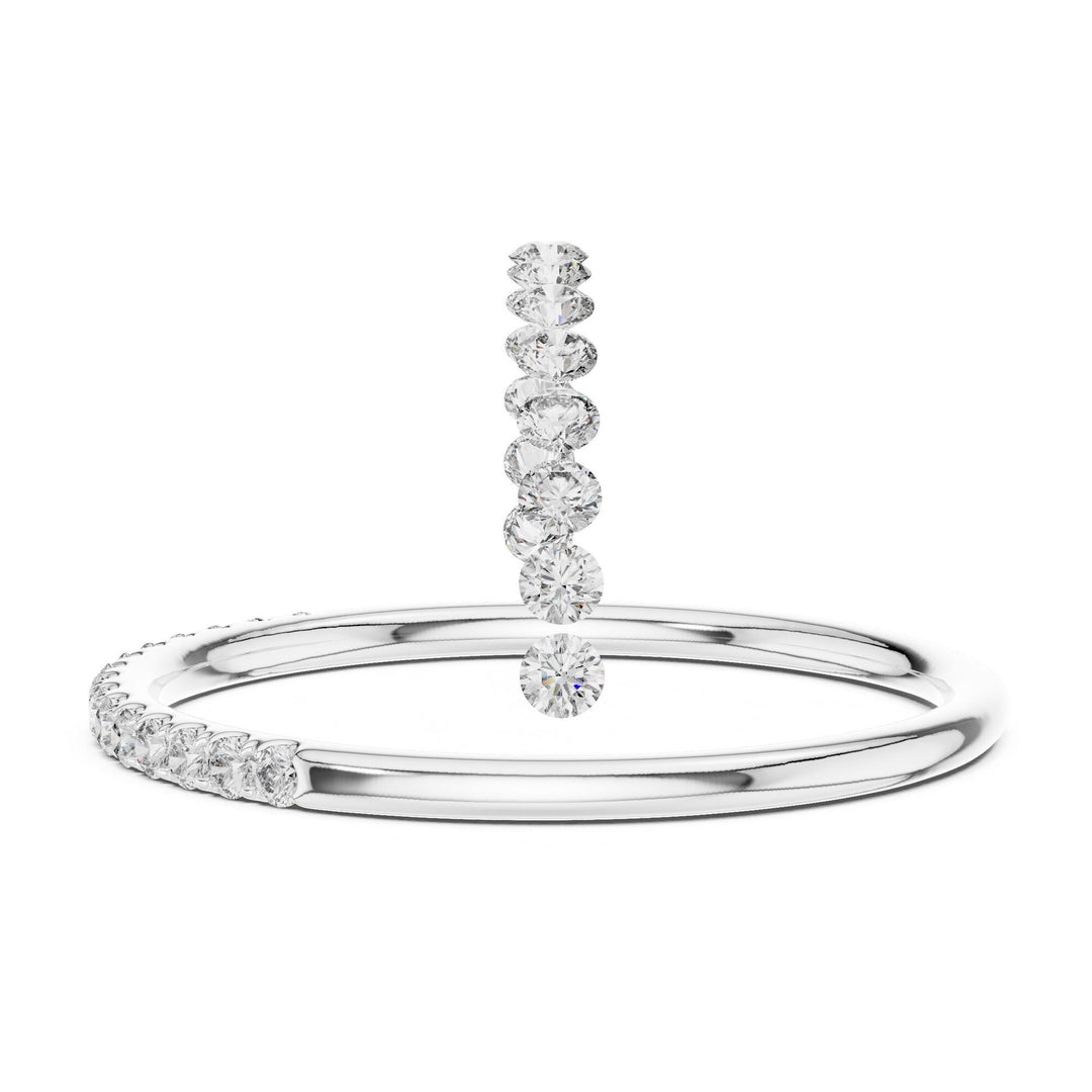Round Cut Lab Grown Diamond Half Eternity Band, 0.12ct Total, Solid Gold