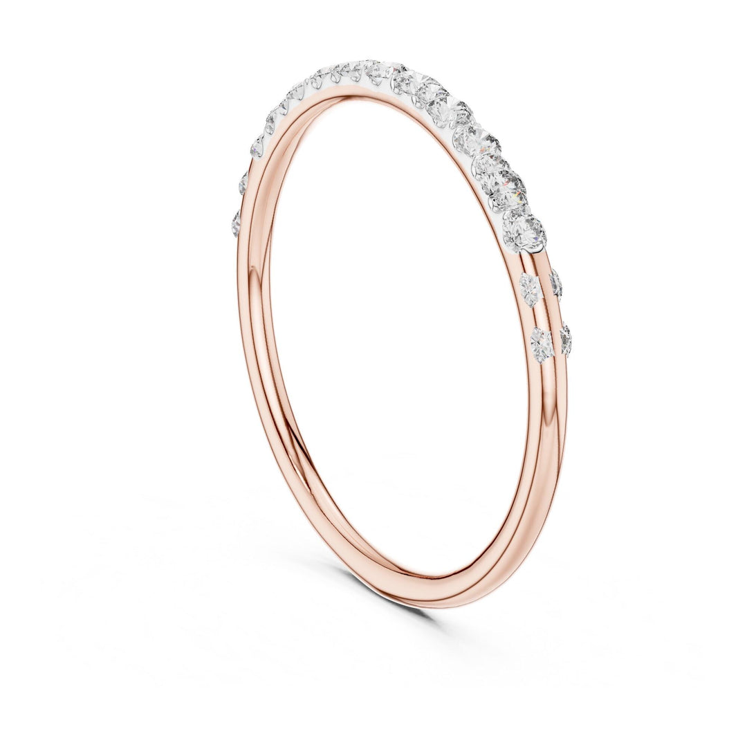 Round Cut Lab Grown Diamond Half Eternity Band, 0.12ct Total, Solid Gold