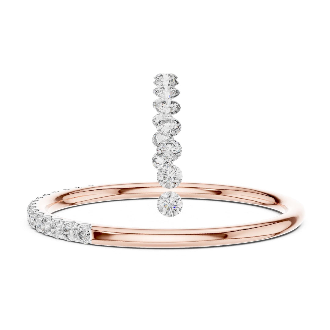Round Cut Lab Grown Diamond Half Eternity Band, 0.12ct Total, Solid Gold