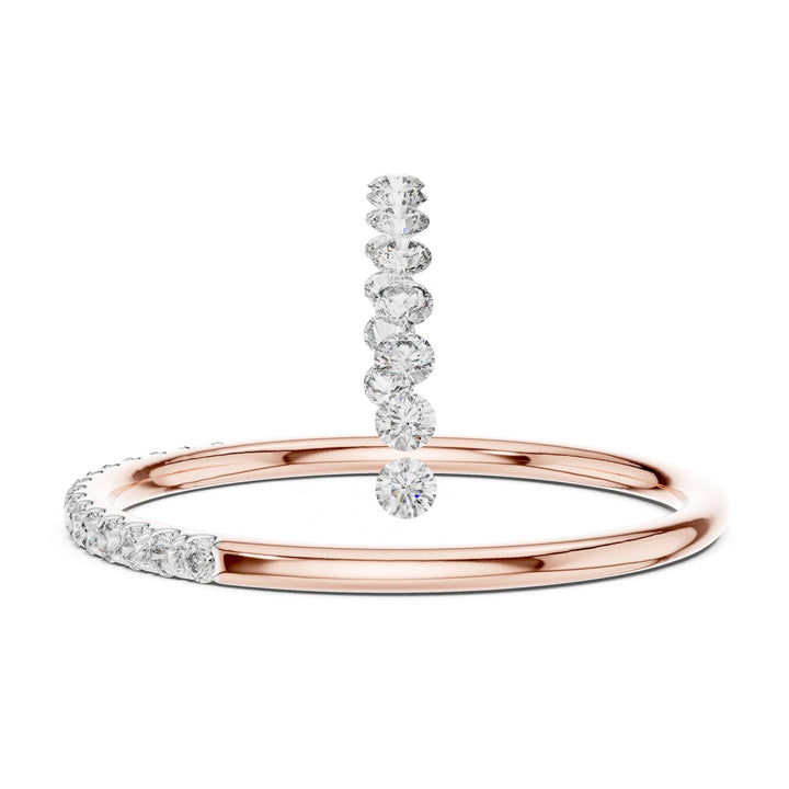Round Cut Lab Grown Diamond Half Eternity Band, 0.12ct Total, Solid Gold