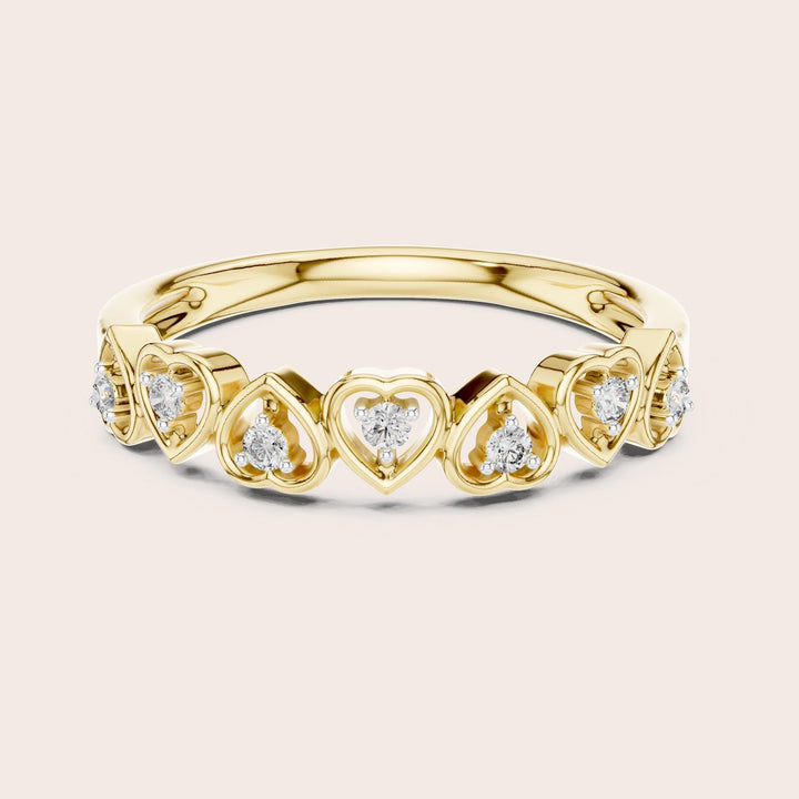Round Cut Lab Grown Diamond Half Eternity Band, 0.10ct Total, Solid Gold