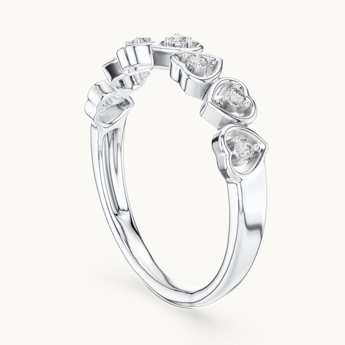 Round cut lab-grown diamond half eternity band, 0.10 CT TW, solid gold, view 4