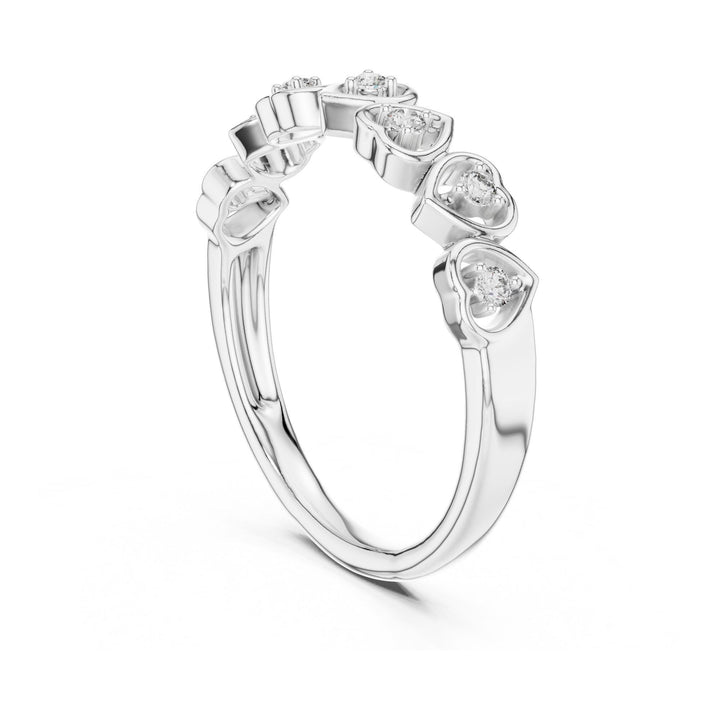 Round Cut Lab Grown Diamond Half Eternity Band, 0.10ct Total, Solid Gold