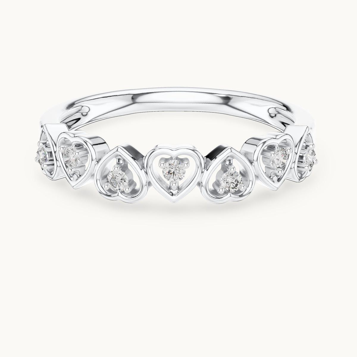 Round cut lab-grown diamond half eternity band, 0.10 CT TW, solid gold, view 6