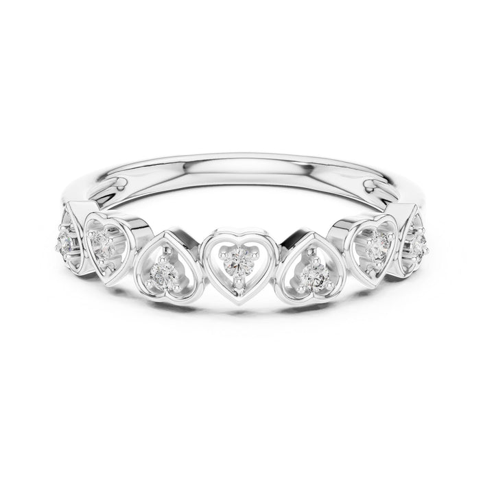 Round Cut Lab Grown Diamond Half Eternity Band, 0.10ct Total, Solid Gold
