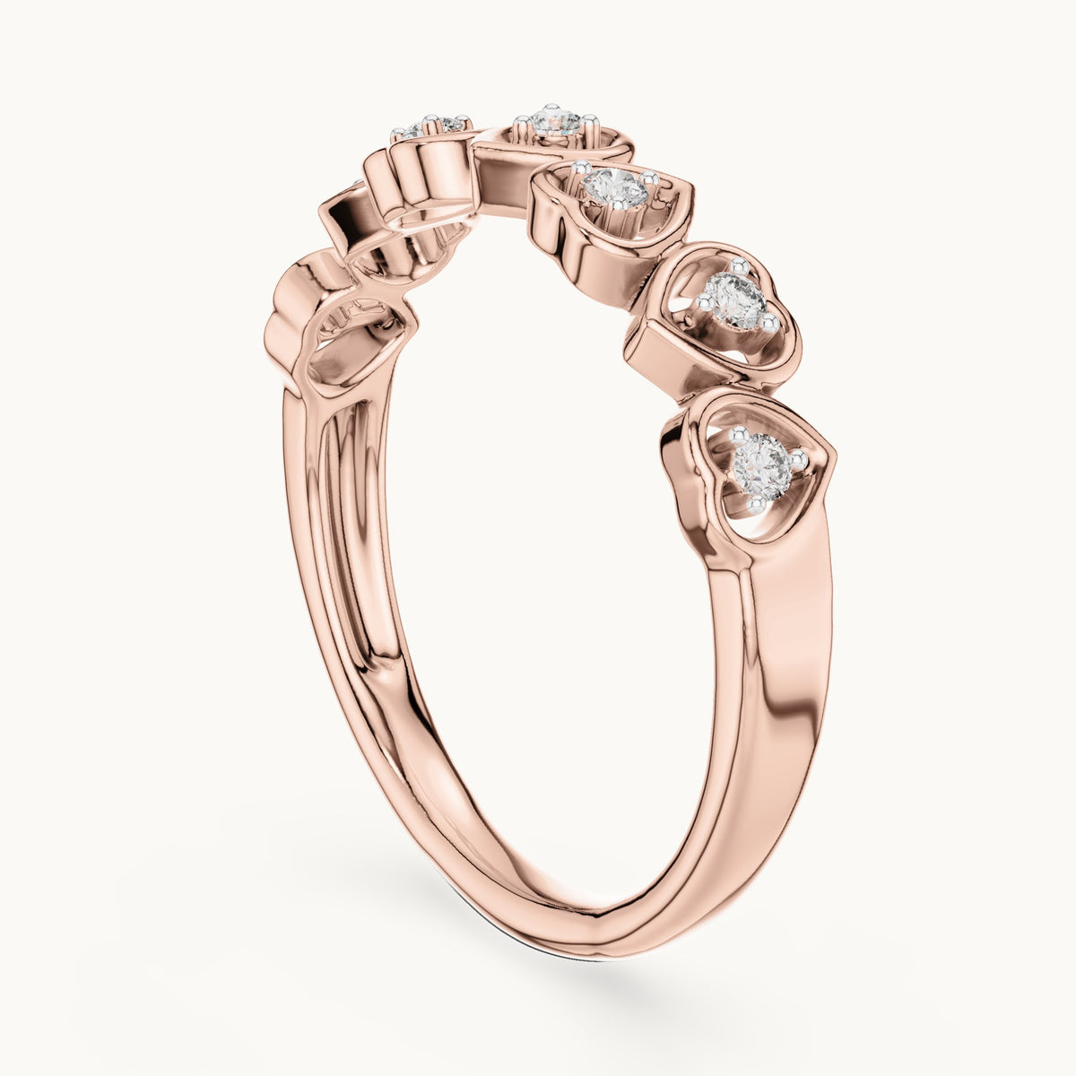 Round cut lab-grown diamond half eternity band, 0.10 CT TW, solid gold, view 7