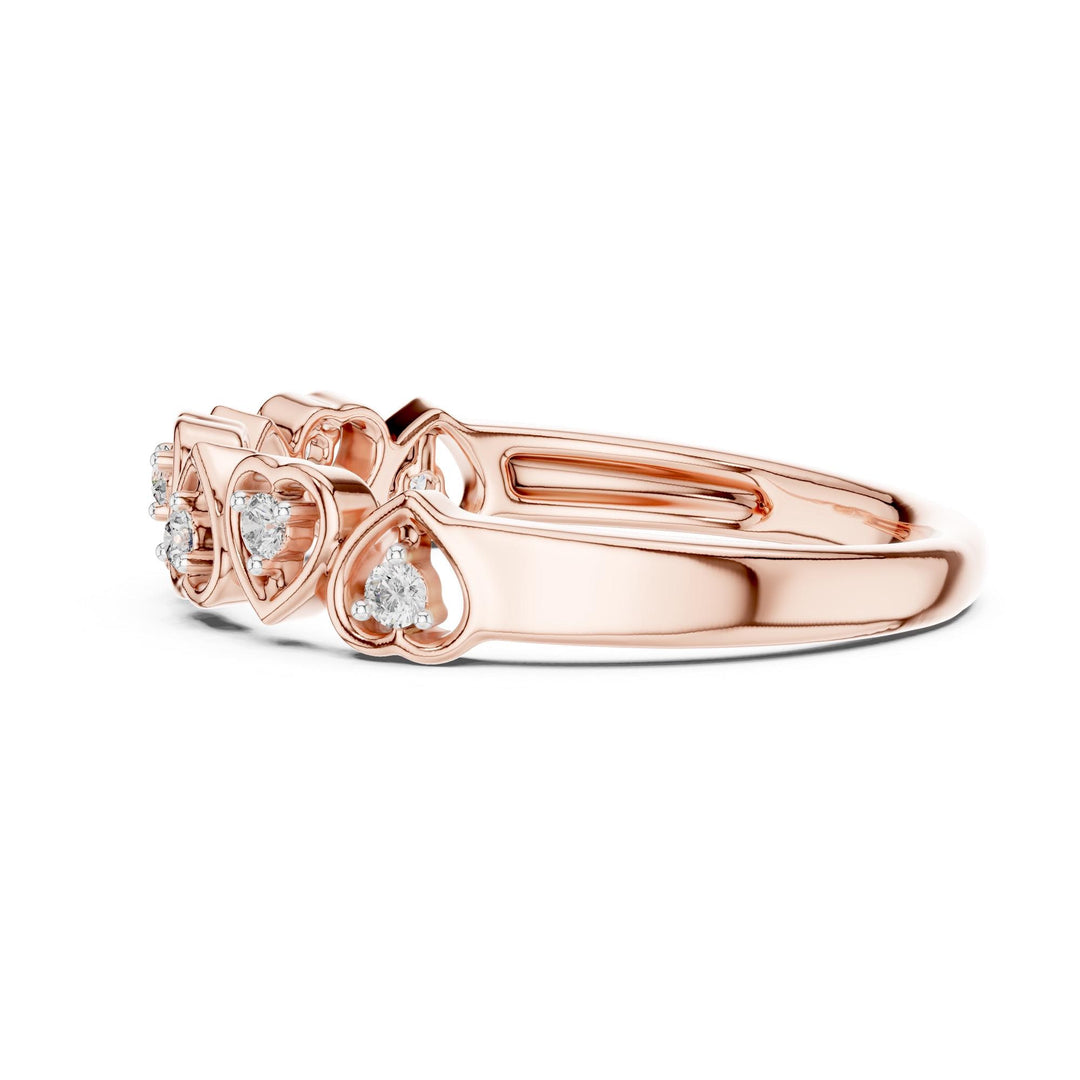 Round Cut Lab Grown Diamond Half Eternity Band, 0.10ct Total, Solid Gold
