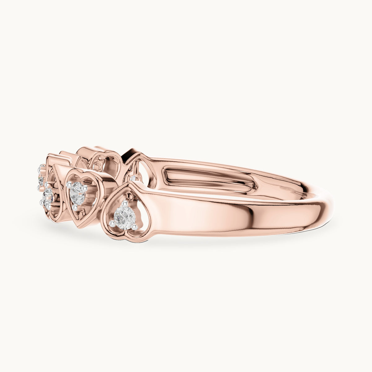 Round cut lab-grown diamond half eternity band, 0.10 CT TW, solid gold, view 8
