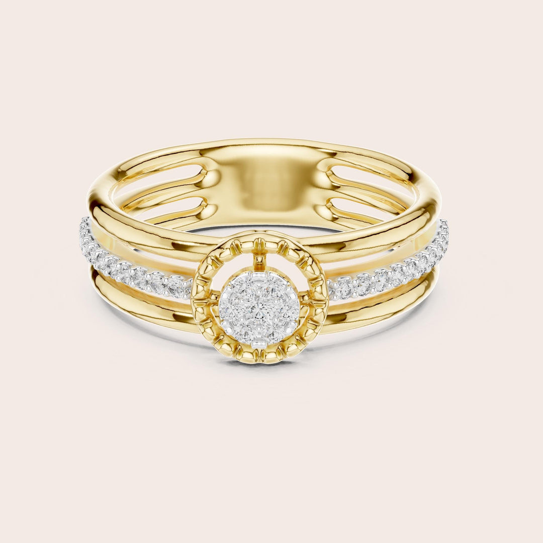 Round Cut Lab Grown Diamond Half Eternity Band, 0.19ct Total, Solid Gold